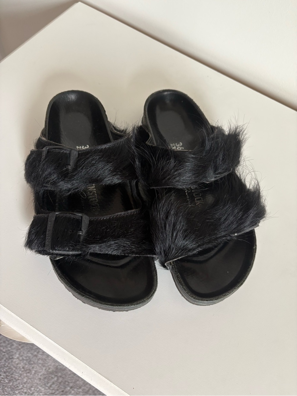 Rick Owens Birkenstock Black Cow Fur Slide
